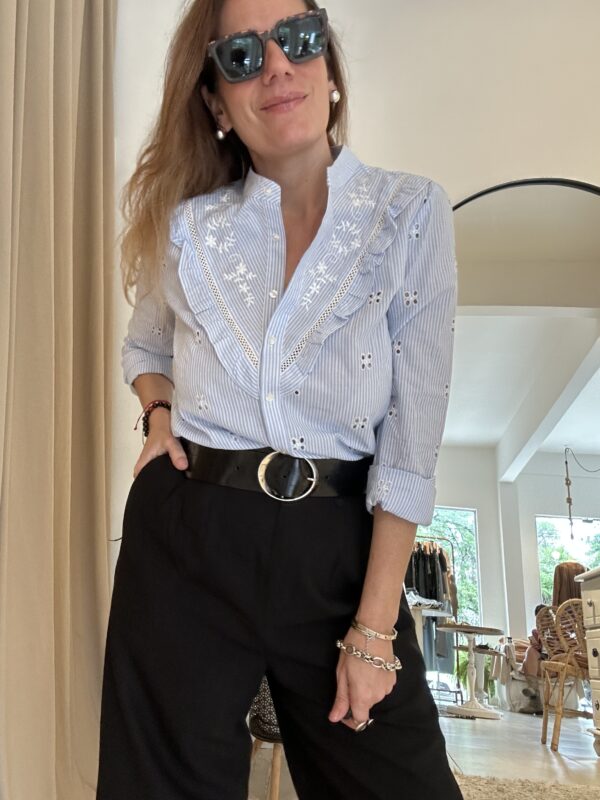 Camisa Celeste Flor