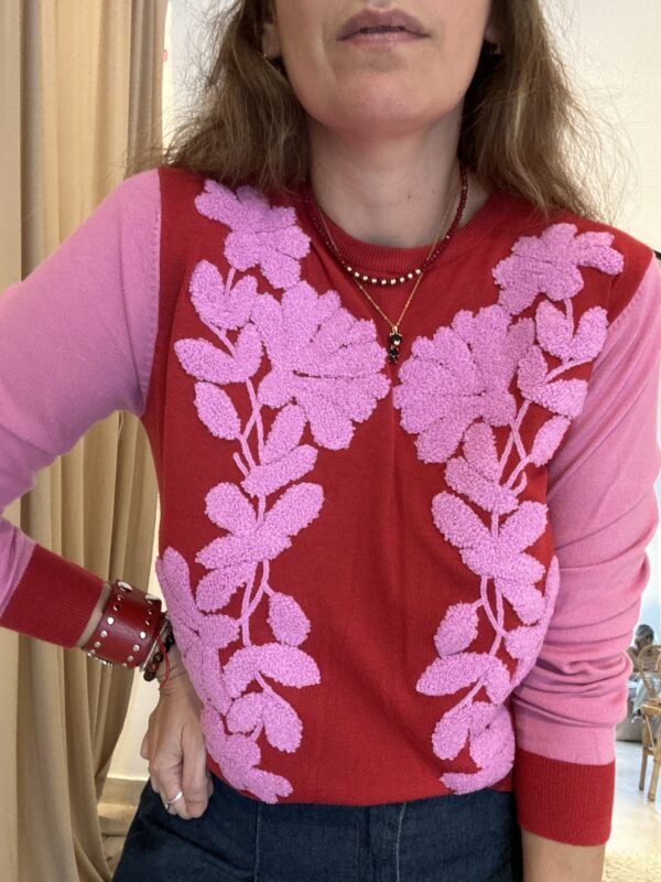 SUETER FLORAL ROJO