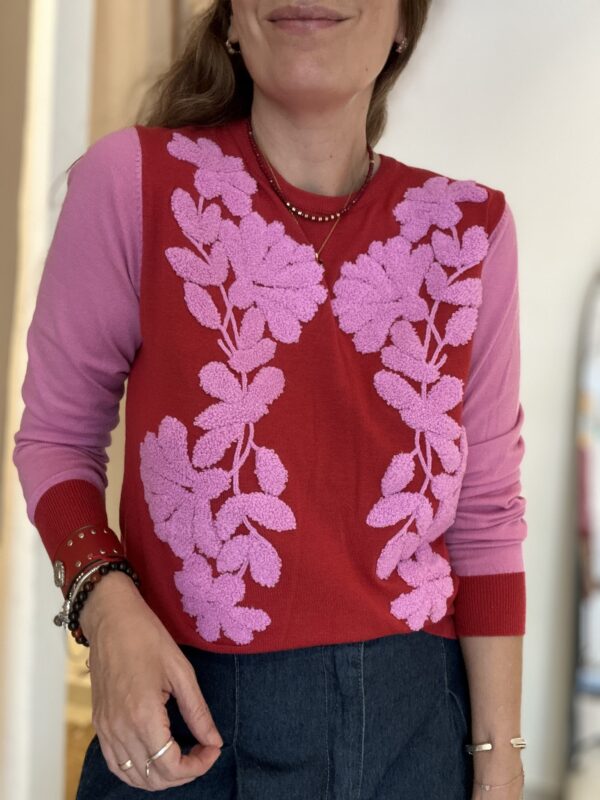SUETER FLORAL ROJO