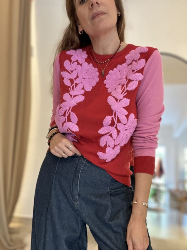 SUETER FLORAL ROJO