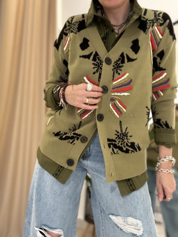 CARDIGAN VERDE ETNICO